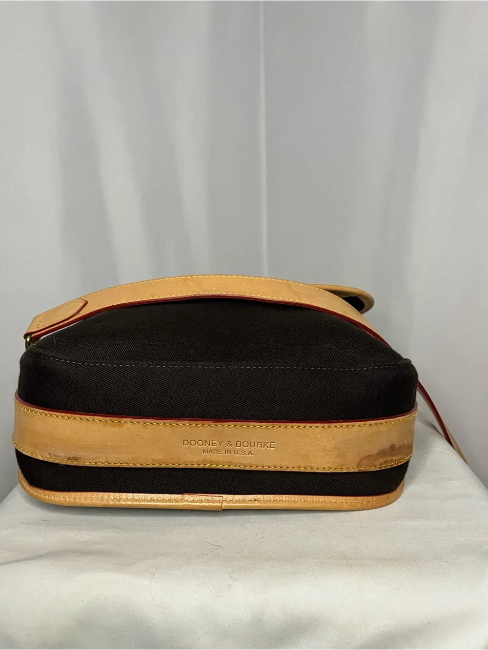 Vintage Dooney and Bourke Black Crossbody Bag with Tan Trim